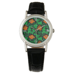 William Morris Anemone, Orange, Green und Black Armbanduhr