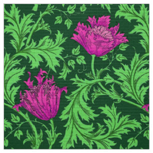 William Morris-Anemone, Smaragdgrün und Fuchsie Stoff