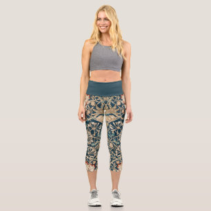William Morris Antike Geißblatt-Blume Capri Leggings