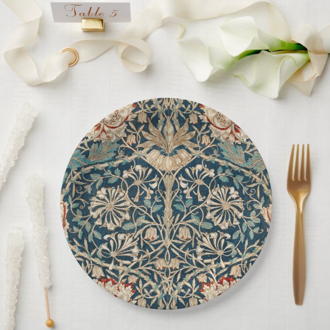 William Morris Antike Geißblatt-Blumen Pappteller (Hochzeit)