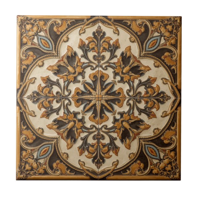 William Morris Antikes Geißblatt-Blumenmuster Fliese (Vorderseite)