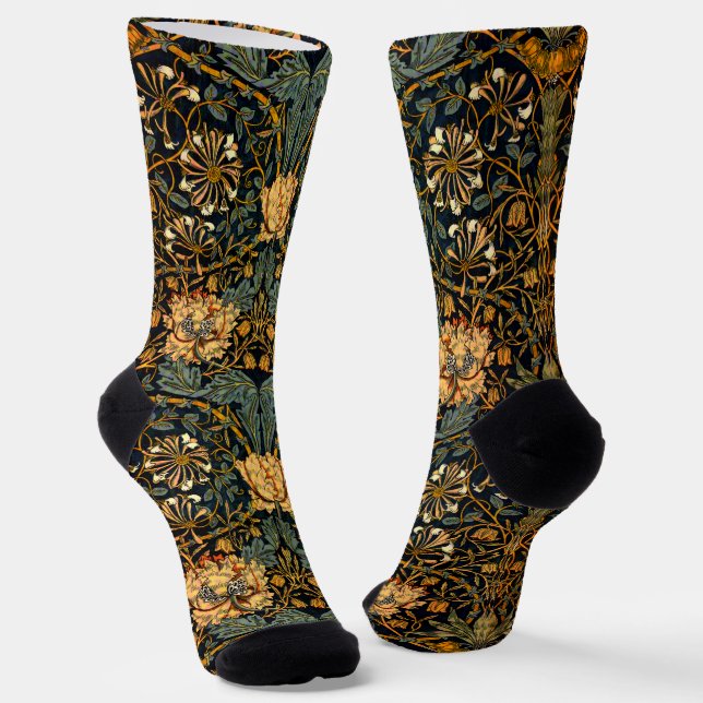William Morris Antikes Geißblatt Blumenmuster Socken (Gewinkelt)
