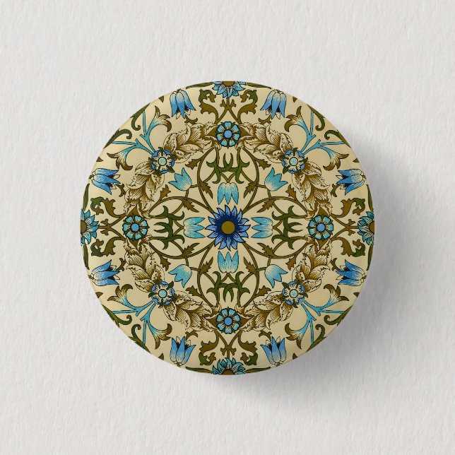 William Morris - Antique 1873 Vine & Blume Muster Button (Vorderseite)