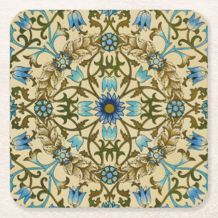 William Morris - Antique 1873 Vine & Blume Muster Rechteckiger Pappuntersetzer