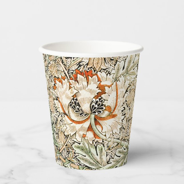William Morris Antique Honeysuckle Floral Classic Pappbecher (Vorderseite)