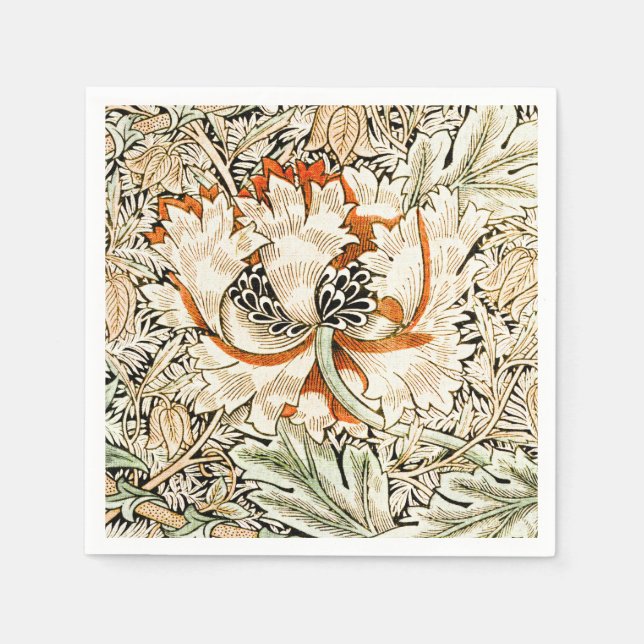 William Morris Antique Honeysuckle Floral Classic Serviette (Vorderseite)