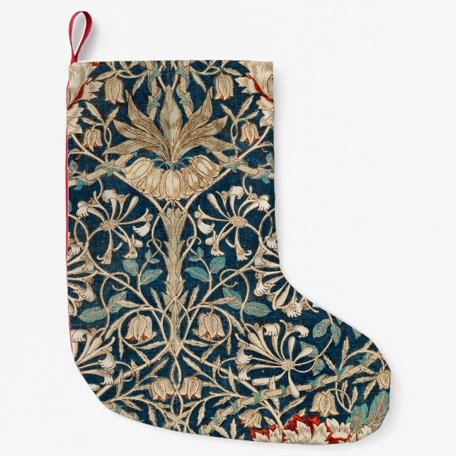 William Morris Antique Honeysuckle Floral Kleiner Weihnachtsstrumpf (Vorderseite)