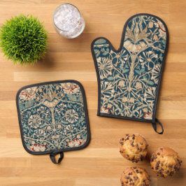 William Morris Antique Honeysuckle Floral Ofenhandschuh & Topflappen-Set