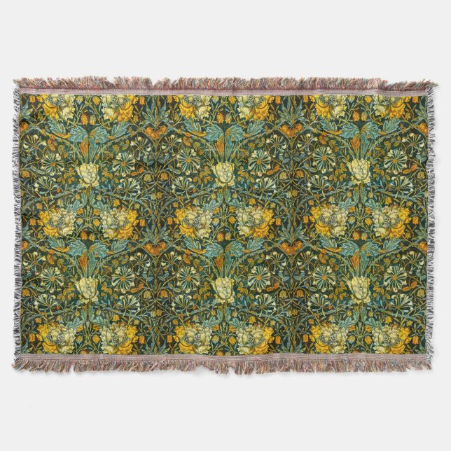 William Morris Antique Honeysuckle Floral Pattern Decke (Vorderseite)