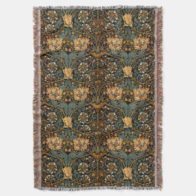 William Morris Antique Honeysuckle Floral Pattern Decke (Vorderseite Vertikal)