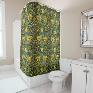 William Morris Antique Honeysuckle Floral Pattern Duschvorhang