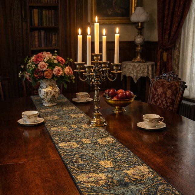 William Morris Antique Honeysuckle Floral Pattern Kurzer Tischläufer (Von Creator hochgeladen)