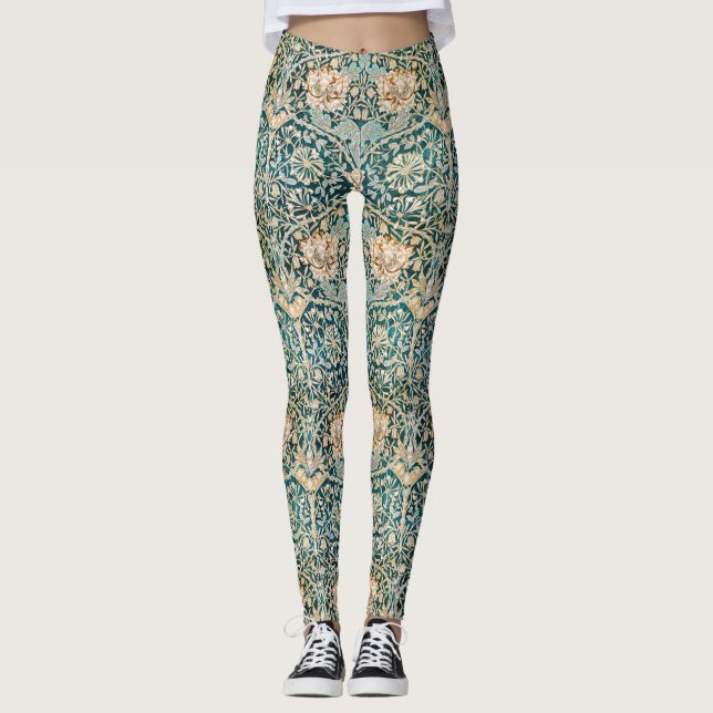 William Morris Antique Honeysuckle Floral Pattern Leggings (Vorderseite)