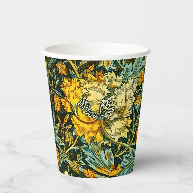 William Morris Antique Honeysuckle Floral Pattern Pappbecher (Vorderseite)