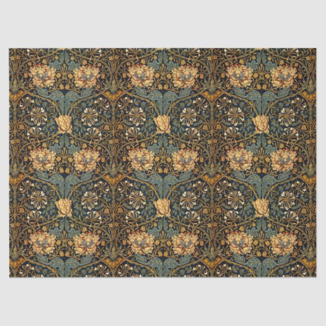 William Morris Antique Honeysuckle Floral Pattern Seidenpapier (Vorderseite)