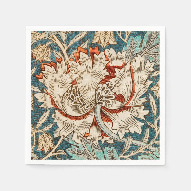 William Morris Antique Honeysuckle Floral Pattern Serviette (Vorderseite)