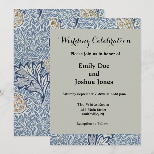 William Morris Apple Blume Floral Design Einladung (Vorne/Hinten)