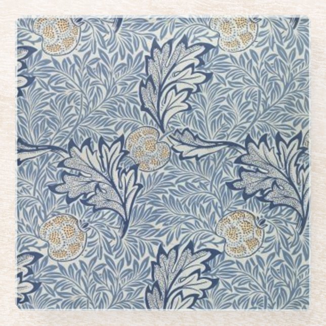 William Morris Apple Blume Floral Design Glasuntersetzer (Vorderseite)