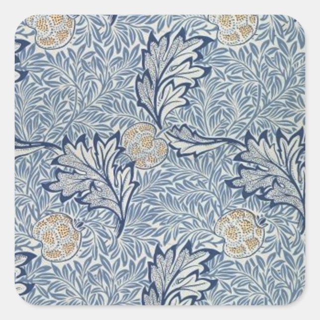William Morris Apple Blume Floral Design Quadratischer Aufkleber (Vorderseite)