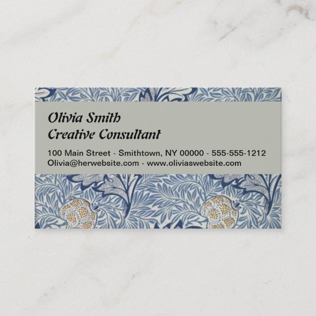 William Morris Apple Blume Floral Design Visitenkarte (Vorderseite)