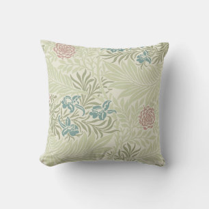 William Morris Aquamarin Blue & Pink Larkspur Must Kissen