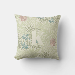 William Morris Aquamarin Blue & Pink Larkspur Must Kissen