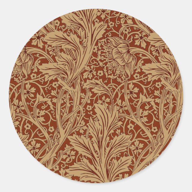 William Morris Arcadia Floral Garden Blume Runder Aufkleber (Vorderseite)