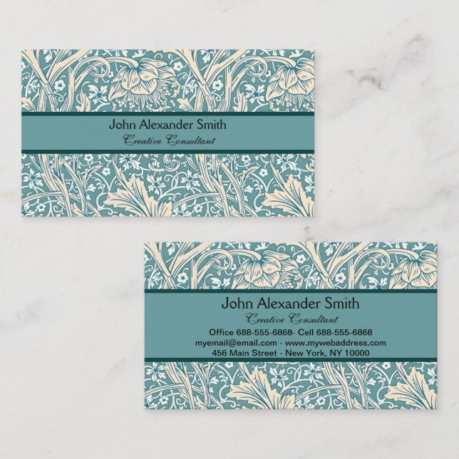 William Morris Arcadia Floral Pattern Classic Visitenkarte (Vorne/Hinten)