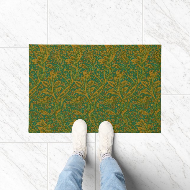 William Morris Arcadia Floral Pattern Green Golden Fußmatte (Indoor)