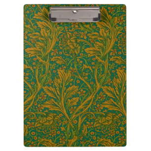 William Morris Arcadia Floral Pattern Green Golden Klemmbrett