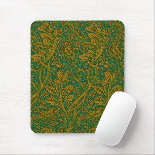 William Morris Arcadia Floral Pattern Green Golden Mousepad