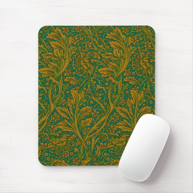 William Morris Arcadia Floral Pattern Green Golden Mousepad (Mit Mouse)