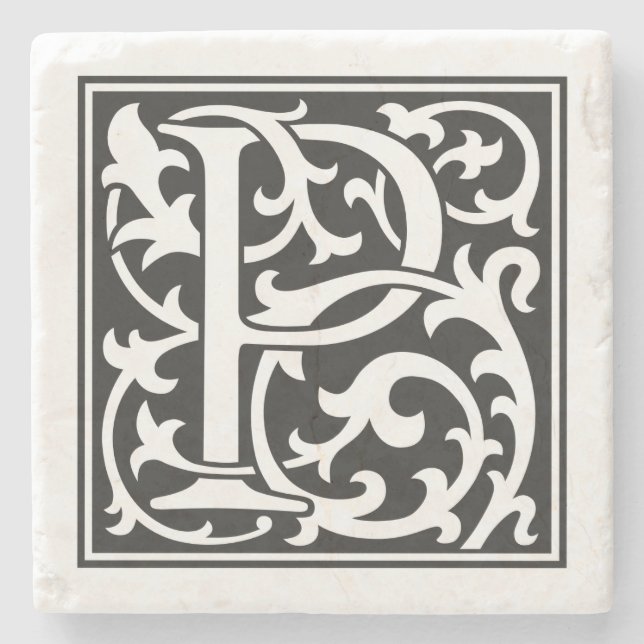William Morris Art Anfangsbuchstabe P Steinuntersetzer (Vorderseite)