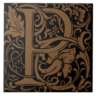 William Morris Art Nouveau Alphabet Leaf Brief P Fliese