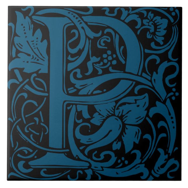 William Morris Art Nouveau Alphabet Leaf Brief P Fliese (Vorderseite)