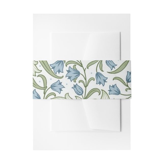 William Morris - Art Nouveau Blue Bellflowers Einladungsbanderole (Vorderseite Beispiel)
