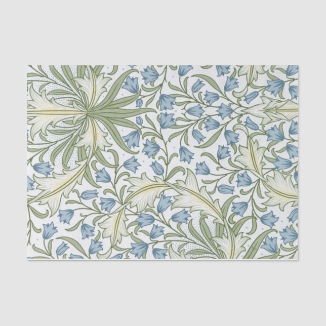 William Morris - Art Nouveau Blue Bellflowers Seidenpapier (Vorderseite)