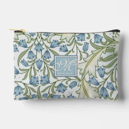 William Morris Art Nouveau Blue Bellfower Monogram Zubehörtasche