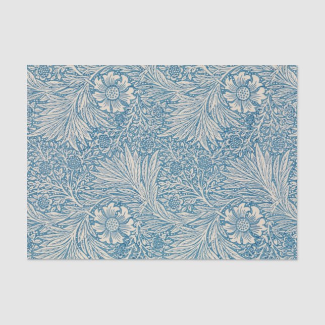 William Morris - Art Nouveau Blue Marigold Seidenpapier (Vorderseite)
