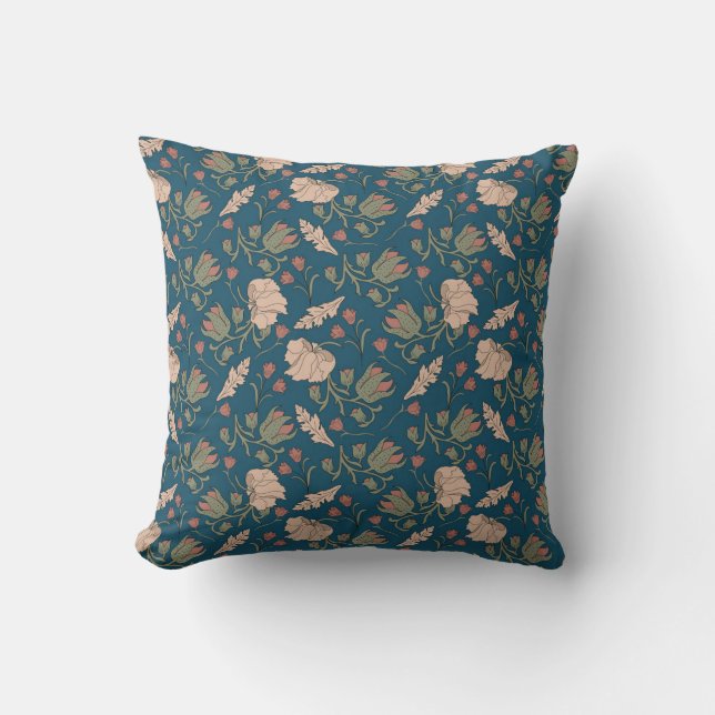 William Morris Art nouveau floral tendries blue Kissen (Vorderseite)