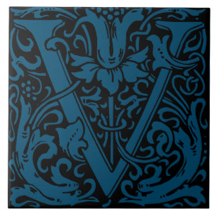 William Morris Art Nouveau Florales Initialbuchsta Fliese