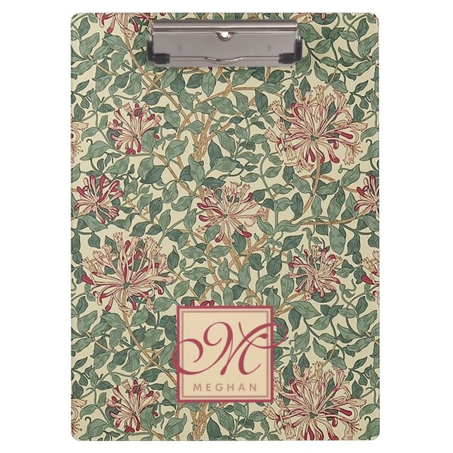 William Morris - Art Nouveau Honeysuckle & Blätter Klemmbrett (Vorderseite)