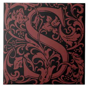 William Morris Art Nouveau Initial Vines Letter S Fliese
