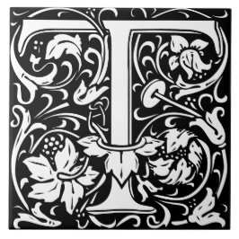 William Morris Art Nouveau Initial Vines Letter T Fliese