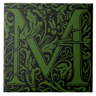 William Morris Art Nouveau Mit Monogramm Buchstabe Fliese