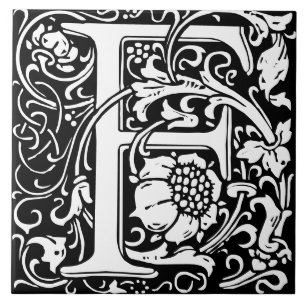 William Morris Art Nouveau Mit Monogramm Letter F Fliese
