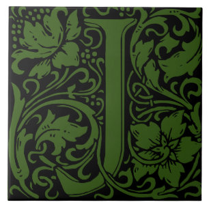 William Morris Art Nouveau Mit Monogramm Letter J Fliese