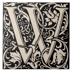 William Morris Art Nouveau Mit Monogramm Letter W Fliese