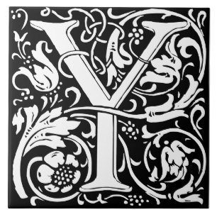 William Morris Art Nouveau Mit Monogramm Letter Y Fliese