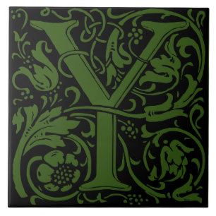William Morris Art Nouveau Mit Monogramm Letter Y Fliese